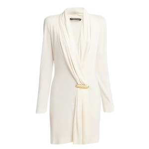 TOM FORD V-Neck Draped Dress with Buckle Detail