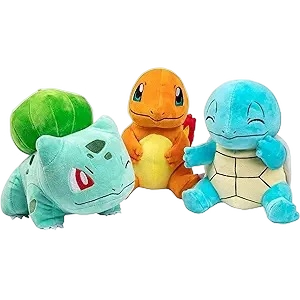 8" Plush Starter 3-Pack Charmander, Squirtle, Bulbasaur