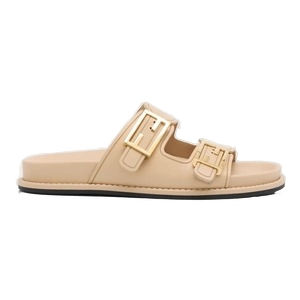Fendi F Buckle Leather Slide