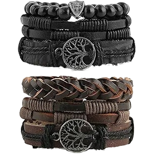 HZMAN Genuine Leather Tree of life Bracelets