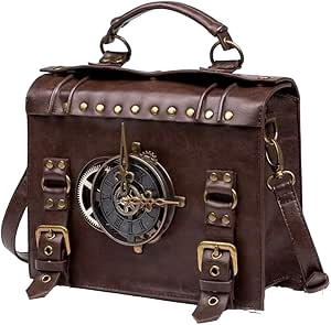 HUAXM Vintage Steampunk Leather Backpack