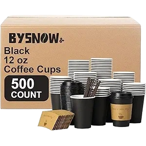 500 pack 12 oz Disposable Coffee Cups with Lids