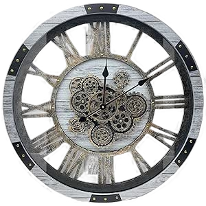 DORBOKER 27" Moving Gears Steampunk Wall Clock