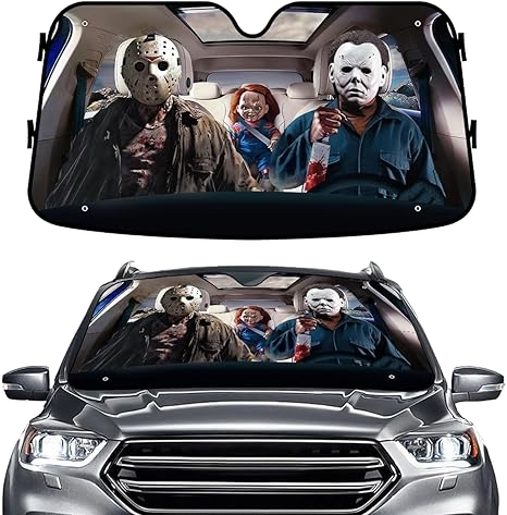 Horror Movie Character Windshield Sun Shade for Car SUV Truck (55x30 inches)