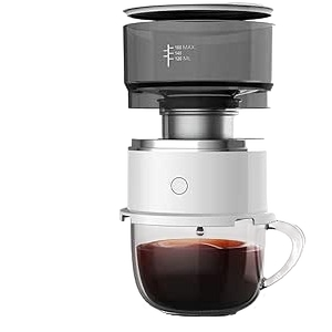 Fuchooky Mini Electric Drip Coffee Maker – Portable Outdoor Brewer (White)
