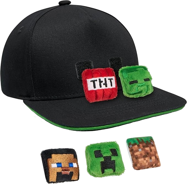 Minecraft Boys Baseball Cap with Removable Plush Accessory