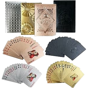 Waterproof Black Rose Gold Playing Cards 4-Deck