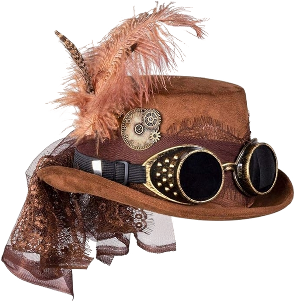 Boland Deluxe Steampunk Hat with Glasses