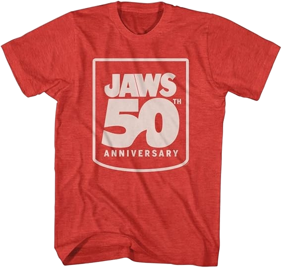 Jaws T Shirt 50th Anniversary Adult Red Heather Short Sleeve