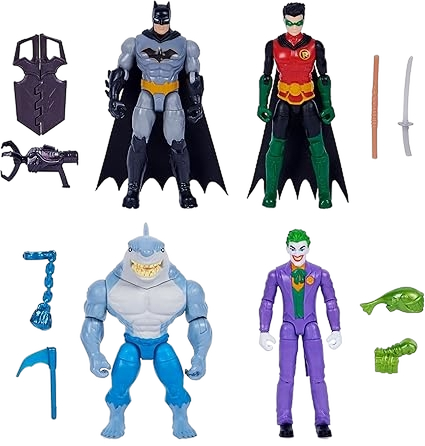 Batman & Robin vs. Joker & King Shark 4-Inch Action Figure Set