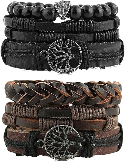 HZMAN Genuine Leather Tree of life Bracelets