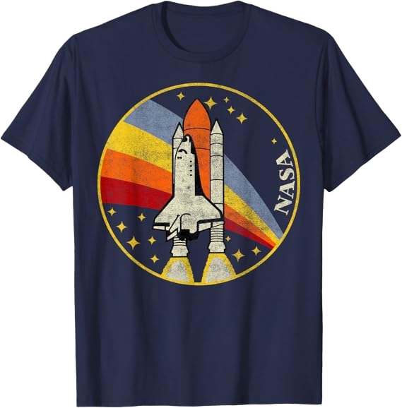 NASA Shuttle Launch Rainbow Graphic T-Shirt