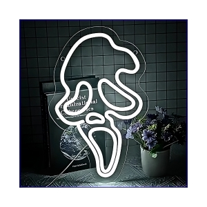 Ghost Face Neon Sign,Halloween Skull Neon Light