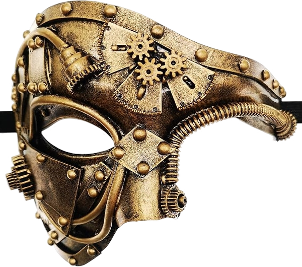 Ubauta Steampunk Metal Cyborg Venetian Mask