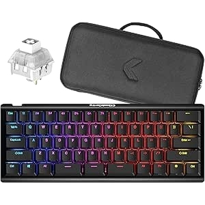 KINESIS TKO Mechanical Keyboard – 60% Layout, Clicky Switches, Split Spacebar, SF Shock Edition
