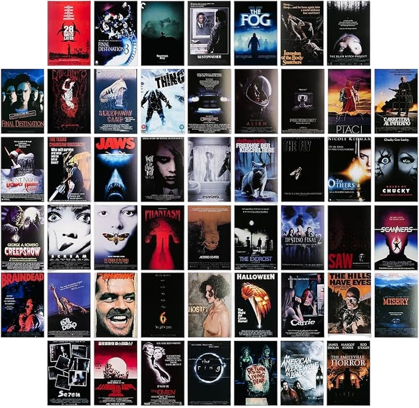 OsouYY 50PCS Horror Movie Wall Collage Kit – 4x6" Vintage Aesthetic Posters for Home Decor