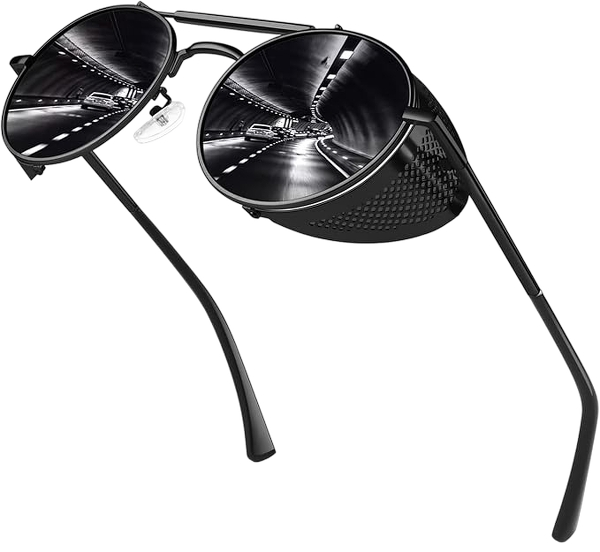 Retro Round Polarized Steampunk Sunglasses