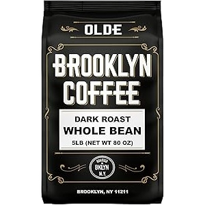 Brooklyn Coffee Whole Beans 5lb – Classic Dark Roast, Strong & Smooth