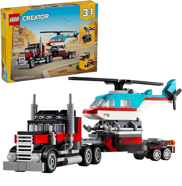 LEGO Creator 3-in-1 Flatbed Truck with Helicopter