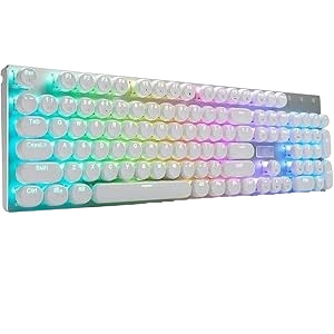 HUO JI E-Yooso Z-88 – Wired Typewriter-Style RGB Mechanical Keyboard, Blue Switches (White)