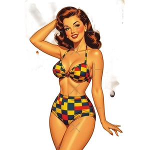 Retro 1940s Pin-Up Girl Sticker