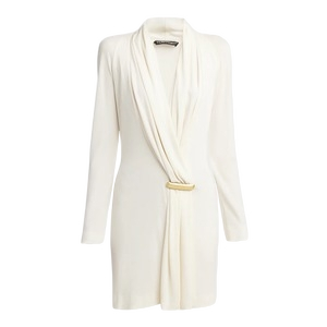 TOM FORD V-Neck Draped Mini Dress with Buckle Detail