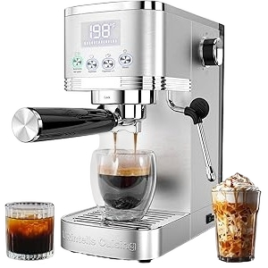 20 Bar Stainless Steel Espresso Machine – Home Use, Removable Tank & Milk Frother