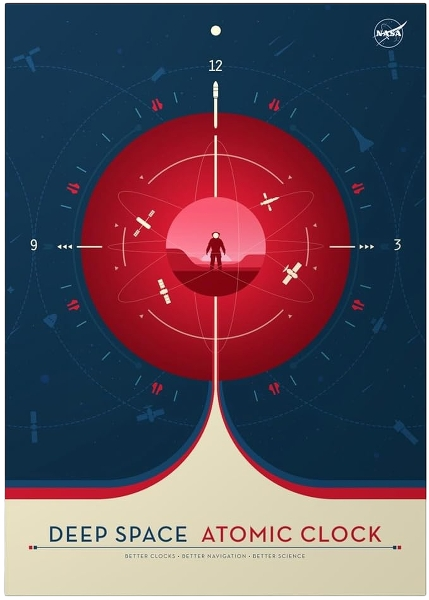 Official NASA Atomic Clock Red Poster