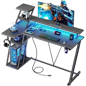 47" L-Shaped Gaming Desk – Black 