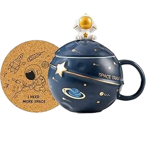 Kawaii Astronaut Planet Coffee Mug with Lid