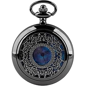 Tiong Steampunk Blue Star Pocket Watch